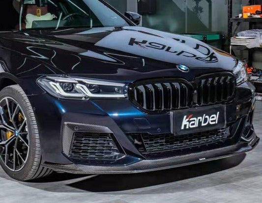 BMW 5 Series M550 540 530 (with M-package bumper, does not fit base model) G30 LCI 2021 2022 2023 2024 with Aftermarket Parts - Front Lip Pre-preg Carbon Fiber from Karbel Carbon