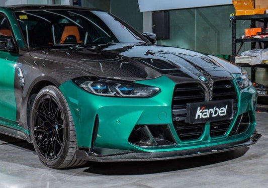 BMW M3 G80 G81 2021-ON & M4 G82 G83 2021-ON With Aftermarket Parts - Front Lip & Upper Lip Trim Replacement Pre-preg Carbon Fiberfrom Karbel Carbon