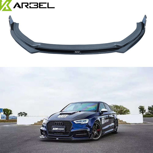 Audi S3 A3 8V & 8V.5 2017 2018 2019 2020 with Aftermarket Parts - Front Lip Pre-preg Carbon Fiber from Karbel Carbon