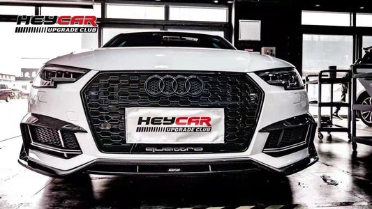 Audi S4 A4 S-line (with s-line bumper, does not fit base model) B9 2017 2018 with Aftermarket Parts - Front Lip Pre-preg Carbon Fiber from Karbel Carbon