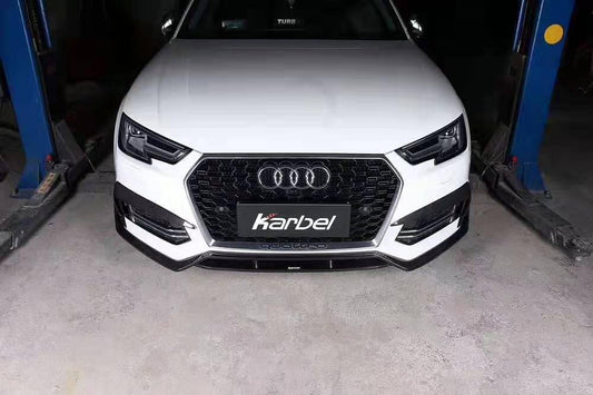 Audi S4 A4 S-line (with s-line bumper, does not fit base model) B9 2017 2018 with Aftermarket Parts - Front Lip Pre-preg Carbon Fiber from Karbel Carbon
