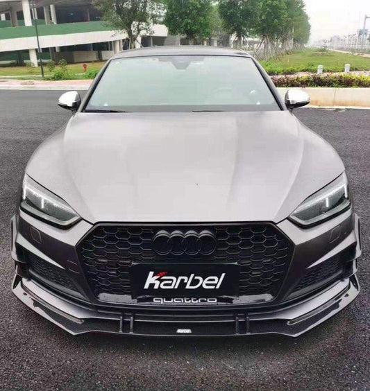 Audi S5 A5 (with s-line bumper, does not base model) B9 2017-2019 with Aftermarket Parts - V1 Front Lip Pre-preg Carbon Fiber from Karbel Carbon