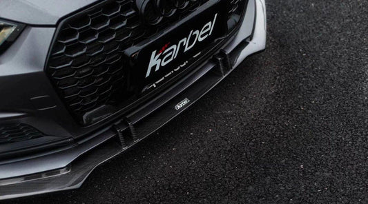 Audi S5 A5 (with s-line bumper, does not base model) B9 2017-2019 with Aftermarket Parts - V1 Front Lip Pre-preg Carbon Fiber from Karbel Carbon