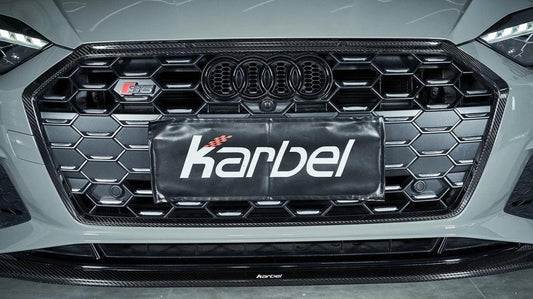 Audi S5 A5 (with s-line bumper, does not base model) B9.5 2020-ON with Aftermarket Parts - V1 Style Front Lip Pre-preg Carbon Fiber from Karbel Carbon