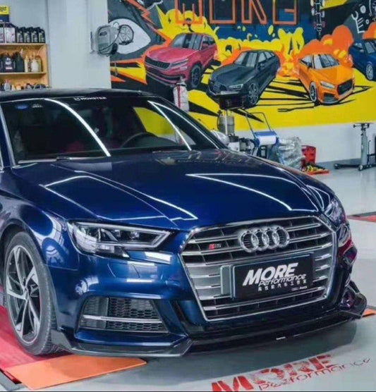 Audi S3 A3 S-line (with s-line bumper) 8V.5 2017-2020 with Aftermarket Parts - Front Lip Pre-preg Carbon Fiber from Karbel Carbon