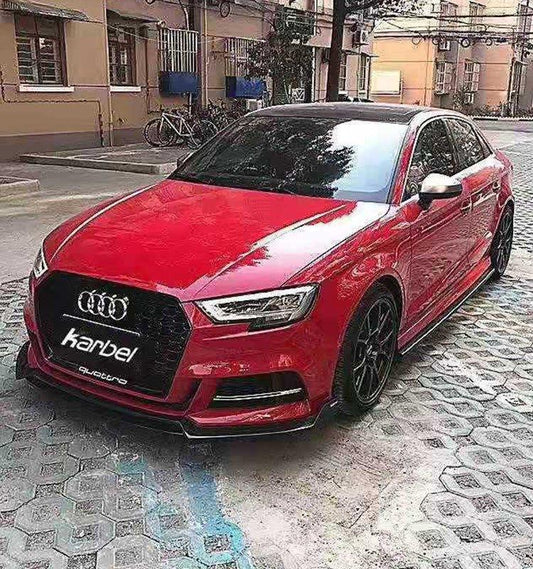 Audi S3 A3 S-line (with s-line bumper) 8V.5 2017-2020 with Aftermarket Parts - Front Lip Pre-preg Carbon Fiber from Karbel Carbon