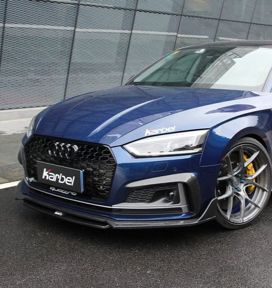 Audi S5 A5 (with s-line bumper, does not base model) B9 2017 2018 2019 with Aftermarket Parts - V2 Style Front Lip Pre-preg Carbon Fiber from Karbel Carbon