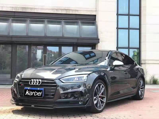 Audi S5 A5 (with s-line bumper, does not base model) B9 2017 2018 2019 with Aftermarket Parts - V2 Style Front Lip Pre-preg Carbon Fiber from Karbel Carbon
