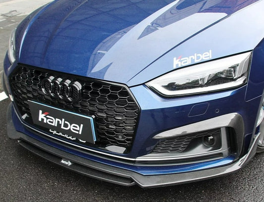 Audi S5 A5 (with s-line bumper, does not base model) B9 2017 2018 2019 with Aftermarket Parts - V2 Style Front Lip Pre-preg Carbon Fiber from Karbel Carbon