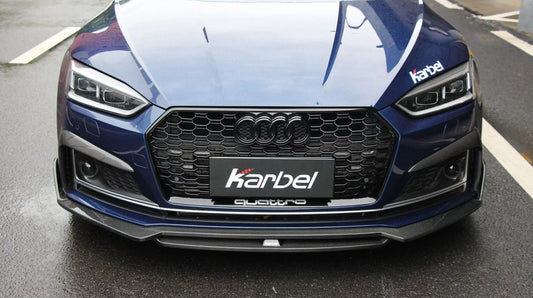 Audi S5 A5 (with s-line bumper, does not base model) B9 2017 2018 2019 with Aftermarket Parts - V2 Style Front Lip Pre-preg Carbon Fiber from Karbel Carbon