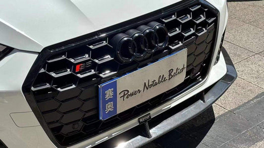Audi S5 A5 (with s-line bumper, does not base model) B9.5 2020 2021 2022 2023 2024 with Aftermarket Parts - V2 Style Front Lip Pre-preg Carbon Fiber from Karbel Carbon