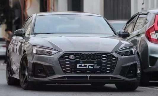 Audi S5 A5 (with s-line bumper, does not base model) B9.5 2020 2021 2022 2023 2024 with Aftermarket Parts - V2 Style Front Lip Pre-preg Carbon Fiber from Karbel Carbon