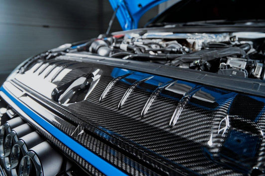 Audi S4 A4 S-line (with s-line bumper, does not fit base model) B9.5 2020 2021 2022 2023 2024 with Aftermarket Parts - Radiator Cooling Plate Pre-preg Carbon Fiber from Karbel Carbon