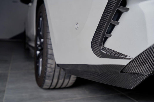 BMW 3 Series 330i (with M-package bumper, does not fit base model) M340i G20 G21 Pre-LCI 2019-2022 with Aftermarket Parts - Rear Bumper Canards Pre-preg Carbon Fiber from Karbel Carbon