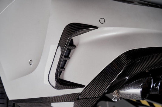 BMW 3 Series 330i (with M-package bumper, does not fit base model) M340i G20 G21 Pre-LCI 2019-2022 with Aftermarket Parts - Rear Bumper Canards Pre-preg Carbon Fiber from Karbel Carbon