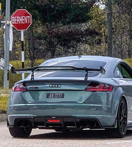 Audi TTS / TT (with s-line bumper) 8S MK3 2015 2016 2017 2018 2019 with Aftermarket Parts - Rear Diffuser & Canards Pre-preg Carbon Fiber from Karbel Carbon