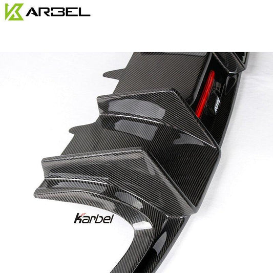 Audi A4 Base Model (does not fit A4 S-line) B9 2017 2018 2019 with Aftermarket Parts - Rear Diffuser Pre-preg Carbon Fiber from Karbel Carbon
