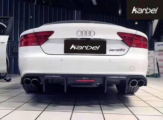 Audi A7 (fits base model, does not fit s-line) C7 2012 2013 2014 2015 with Aftermarket Parts - Rear Diffuser Pre-preg Carbon Fiber from Karbel Carbon