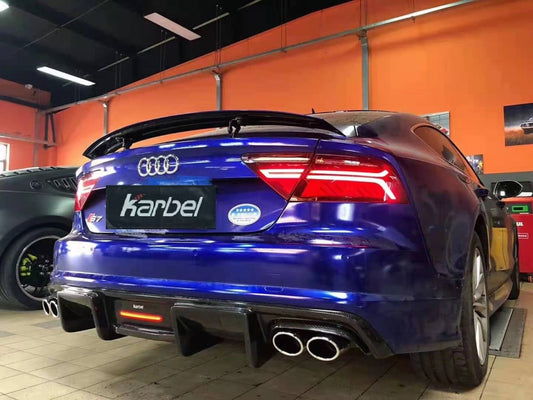 Audi A7 (fits base model, does not fit s-line) C7.5 2016-2018 with Aftermarket Parts - Rear Diffuser Pre-preg Carbon Fiber from Karbel Carbon