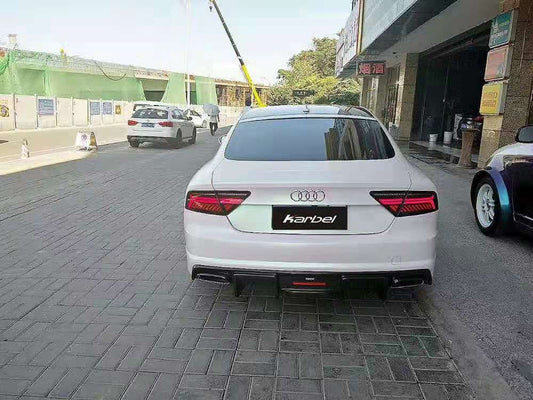 Audi A7 (fits base model, does not fit s-line) C7.5 2016-2018 with Aftermarket Parts - Rear Diffuser Pre-preg Carbon Fiber from Karbel Carbon