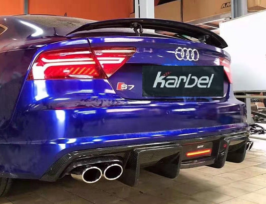 Audi A7 (fits base model, does not fit s-line) C7.5 2016-2018 with Aftermarket Parts - Rear Diffuser Pre-preg Carbon Fiber from Karbel Carbon