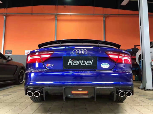 Audi A7 (fits base model, does not fit s-line) C7.5 2016-2018 with Aftermarket Parts - Rear Diffuser Pre-preg Carbon Fiber from Karbel Carbon