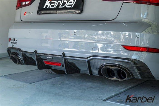 Audi RS3 8V.5 2018 2019 2020 with Aftermarket Parts - Rear Diffuser Pre-preg Carbon Fiber from Karbel Carbon