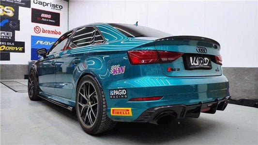 Audi RS3 8V.5 2018 2019 2020 with Aftermarket Parts - Rear Diffuser Pre-preg Carbon Fiber from Karbel Carbon