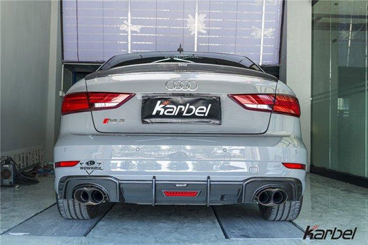 Audi RS3 8V.5 2018 2019 2020 with Aftermarket Parts - Rear Diffuser Pre-preg Carbon Fiber from Karbel Carbon