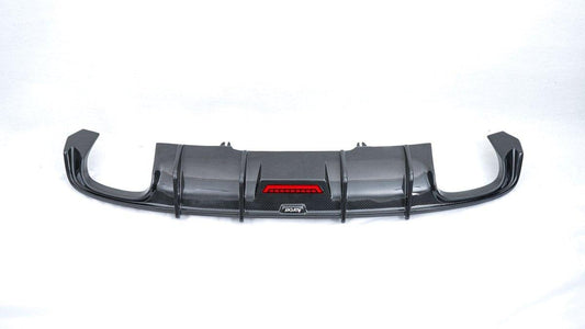 Audi S4 A4 (with S-line bumper, does not fit base model) B9 2017 2018 2019 with Aftermarket Parts - V1 (With LED Light) & V2 (Without LED Light) Style Rear Diffuser Pre-preg Carbon Fiber from Karbel Carbon