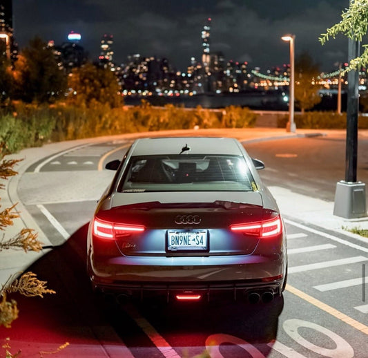 Audi S4 A4 (with S-line bumper, does not fit base model) B9 2017 2018 2019 with Aftermarket Parts - V1 (With LED Light) & V2 (Without LED Light) & V3 (RS4 Style) Style Rear Diffuser Pre-preg Carbon Fiber from Karbel Carbon