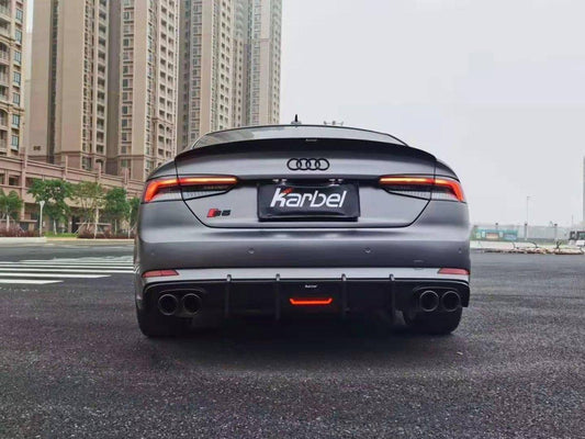 Audi S5 A5 (with s-line bumper, does not base model) B9 2017 2018 2019 with Aftermarket Parts - Rear Diffuser Pre-preg Carbon Fiber from Karbel Carbon