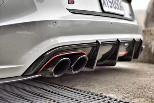 Audi S6 / A6 Avant / A6 S-Line (with s-line bumper, does not base model) C7.5 2016-2018 with Aftermarket Parts - Rear Diffuser Pre-preg Carbon Fiber from Karbel Carbon
