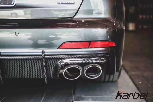 Audi S6 / A6 Avant / A6 S-line / A6 C8 2019 2020 2021 2022 2023 2024 with Aftermarket Parts - Rear Diffuser Pre-preg Carbon Fiber from Karbel Carbon