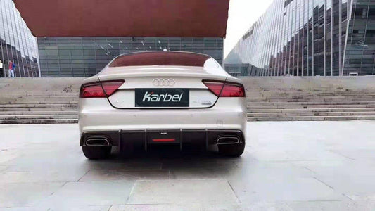 Audi S7 A7 S-line (with s-line bumper, does not base model) C7.5 2016-2018 with Aftermarket Parts - Rear Diffuser Pre-preg Carbon Fiber from Karbel Carbon