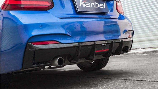 BMW 2 Series M240i 230i (with M-Package bumper) F22/F23 2014 2015 2016 2017 2018 2019 2020 2021 with Aftermarket Parts - Rear Diffuser Pre-preg Carbon Fiber from Karbel Carbon