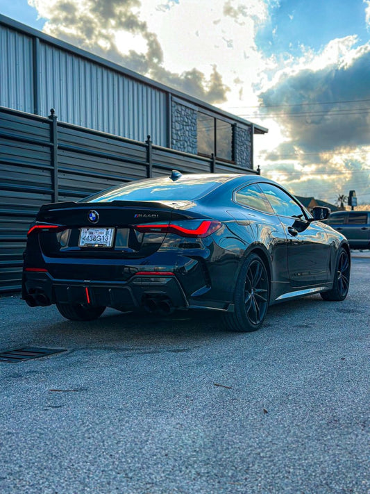 BMW 4 series 430i M440i G22 G23 2020-ON with Aftermarket Parts - Rear Diffuser & Canards Pre-preg Carbon Fiber from Karbel Carbon