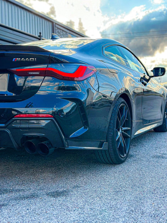 BMW 4 series 430i M440i G22 G23 2020-ON with Aftermarket Parts - Rear Diffuser & Canards Pre-preg Carbon Fiber from Karbel Carbon