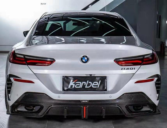 BMW 8 Series M850 840 (With M-Package Bumper) G16 2018 2019 2020 2021 2022 2023 2024 with Aftermarket Parts - Rear Diffuser Pre-preg Carbon Fiber from Karbel Carbon