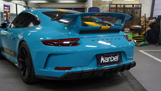 Porsche 911 991.2 GT3 2018 2019 with Aftermarket Parts - Rear Diffuser Pre-preg Carbon Fiber from Karbel Carbon