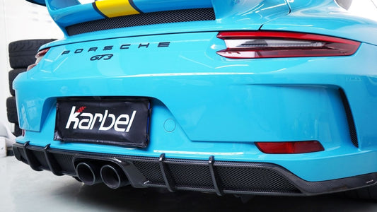 Porsche 911 991.2 GT3 2018 2019 with Aftermarket Parts - Rear Diffuser Pre-preg Carbon Fiber from Karbel Carbon