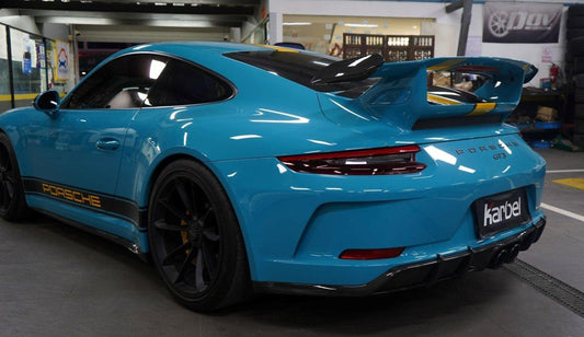 Porsche 911 991.2 GT3 2018 2019 with Aftermarket Parts - Rear Diffuser Pre-preg Carbon Fiber from Karbel Carbon