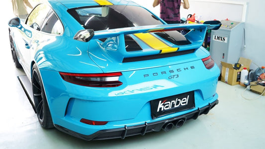 Porsche 911 991.2 GT3 2018 2019 with Aftermarket Parts - Rear Diffuser Pre-preg Carbon Fiber from Karbel Carbon