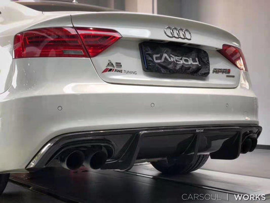 Audi S5 A5 S-line (with s-line bumper, does not base model) B8.5 2012-2016 with Aftermarket Parts - V1 Style Rear Diffuser Pre-preg Carbon Fiber from Karbel Carbon
