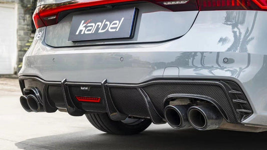 Audi S7 A7 (with s-line bumper) C8 2019-ON with Aftermarket Parts - V1 Style Rear Diffuser Pre-preg Carbon Fiber from Karbel Carbon