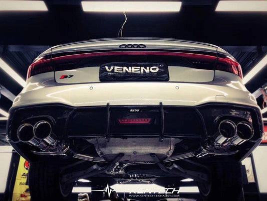 Audi S7 A7 (with s-line bumper) C8 2019-ON with Aftermarket Parts - V1 Style Rear Diffuser Pre-preg Carbon Fiber from Karbel Carbon
