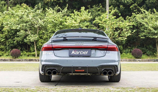 Audi S7 A7 (with s-line bumper) C8 2019-ON with Aftermarket Parts - V1 Style Rear Diffuser Pre-preg Carbon Fiber from Karbel Carbon