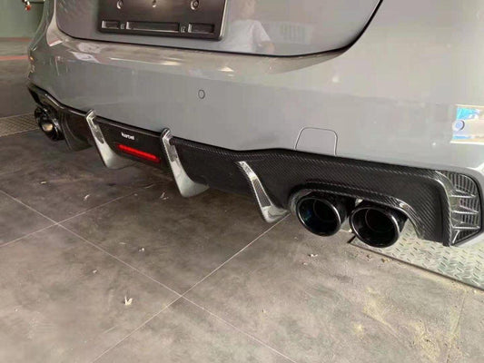 Audi S7 A7 (with s-line bumper) C8 2019-ON with Aftermarket Parts - V1 Style Rear Diffuser Pre-preg Carbon Fiber from Karbel Carbon