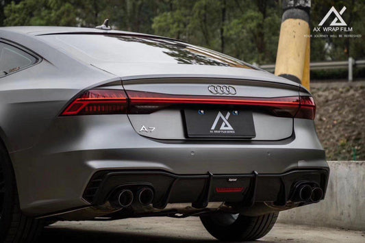 Audi S7 A7 (with s-line bumper) C8 2019-ON with Aftermarket Parts - V1 Style Rear Diffuser Pre-preg Carbon Fiber from Karbel Carbon
