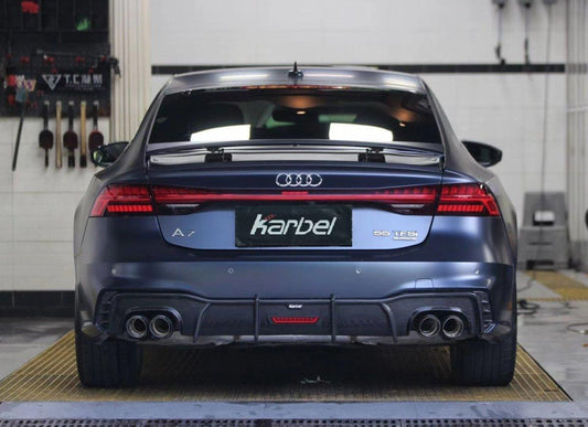 Audi S7 A7 (with s-line bumper) C8 2019-ON with Aftermarket Parts - V1 Style Rear Diffuser Pre-preg Carbon Fiber from Karbel Carbon